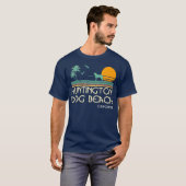 Huntington Dog Beach California Retro T-shirt (Voorkant volledig)