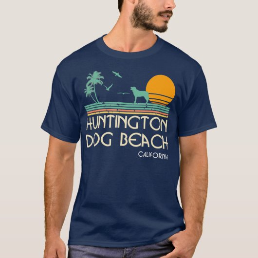Huntington Dog Beach California Retro T-shirt (Voorkant)
