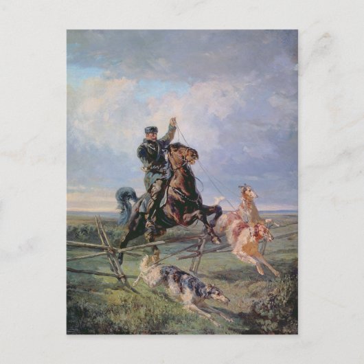 Huntsman met de Borzois, 1872 Briefkaart (Voorkant)