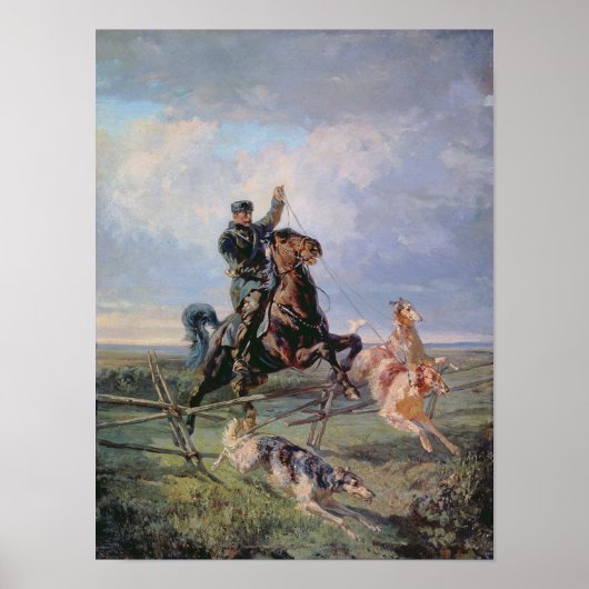 Huntsman met de Borzois, 1872 Poster (Voorkant)