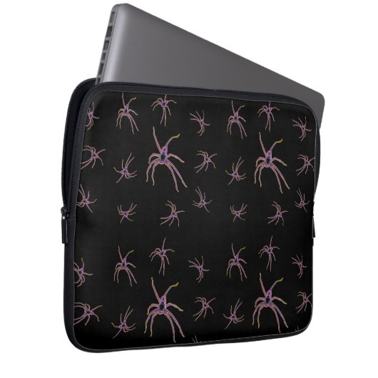 Huntsman Spiders Art on Black, Laptop Sleeve (Voorkant Rechts)