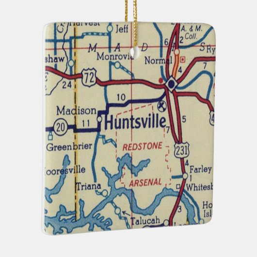 Huntsville AL  Map Keramisch Ornament (Rechts)