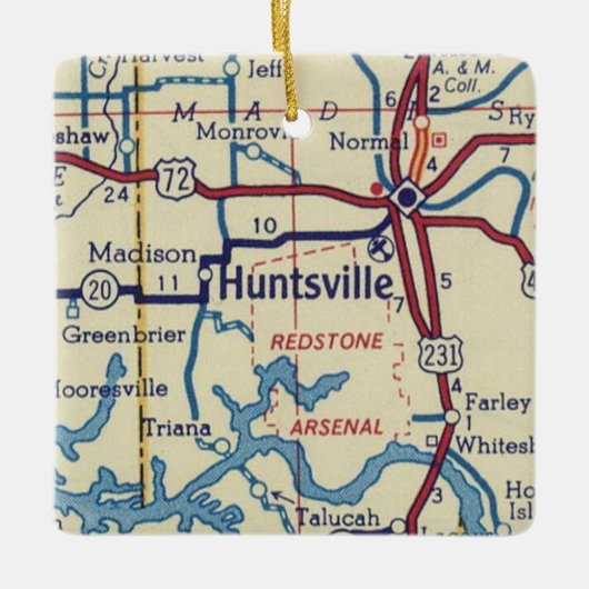 Huntsville AL  Map Keramisch Ornament (Voorkant)