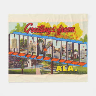Huntsville Alabama Briefkaart met grote letters Fleece Deken