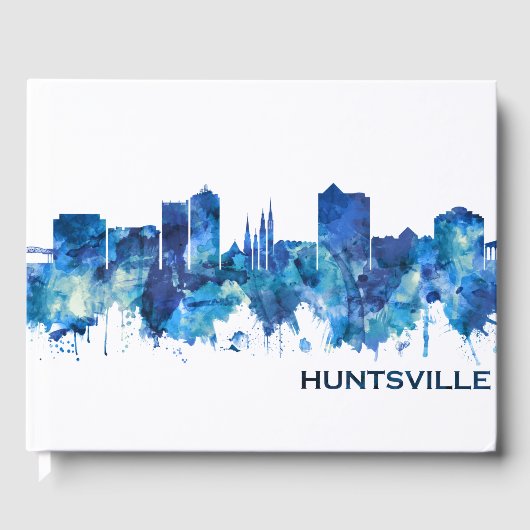 Huntsville Alabama Skyline Blue Gastenboek (Voorkant)