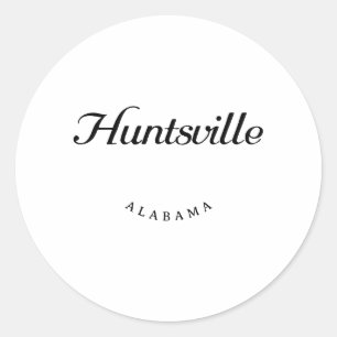 Huntsville Alabama zwart lettertype Ronde Sticker