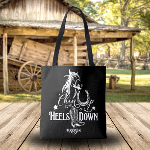 Hup-hakken naar het tas van de cowgirl paardenlief