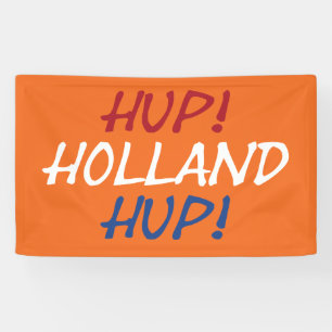 Hup Holland Hup bedekt op NLD Vlag op of brcnt Spandoek