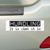 Hurdling is bumpersticker (Op auto)