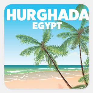 Hurghada Egypte reisposter Vierkante Sticker
