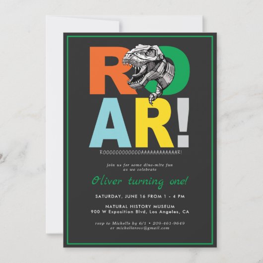 Hurlement de T-Rex | Invitation d'anniversaire de  (Devant)