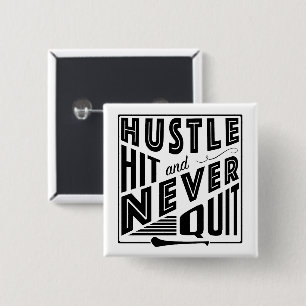 Hurling Hustle Hit & Nooit Opgeven, GAA Gaelic Gam Vierkante Button 5,1 Cm