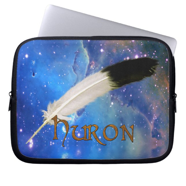 HURON Nation & Feather Space-laptophoes Laptop Sleeve (Voorkant)