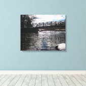 Huron River Bridge Canvas Afdruk (Insitu (Houten vloer))