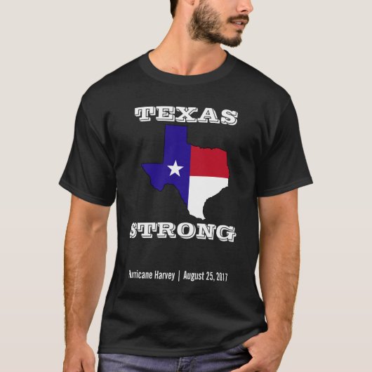 Hurricane Harvey Texas Strong Black T-shirt (Voorkant)