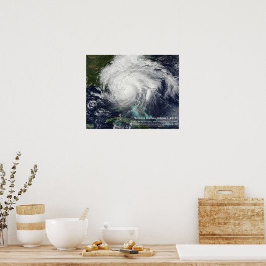 Hurricane Matthew Satellite Afbeelding van St. Aug Poster (Keuken)
