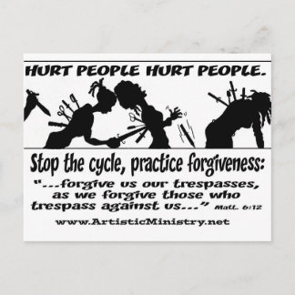 Hurt People Hurt People briefkaarten white bkgr