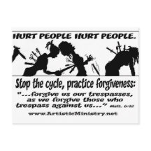 Hurt People Hurt People briefkaarten white bkgr