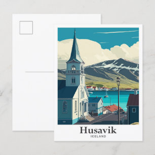 Husavik Iceland Art Vintage Travel Portrait Briefkaart