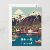 Húsavík, IJslandse boot kunst Briefkaart (Voorkant / Achterkant)