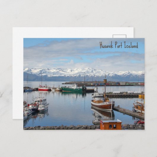 Husavik Port Ijsland Feestdagenkaart (Voorkant / Achterkant)
