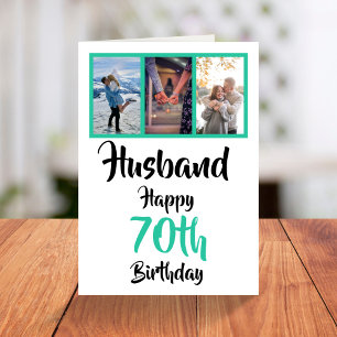 Husband 70th Birthday Modern Photo Collage Kaart