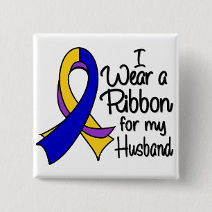 Husband - bladerkanker - lint vierkante button 5,1 cm