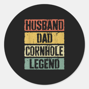 Husband Dad Cornhole Legend Ronde Sticker
