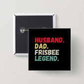 Husband dad frisbee legende retro grappig vierkante button 5,1 cm (Voorkant /achterkant)