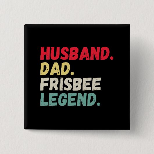 Husband dad frisbee legende retro grappig vierkante button 5,1 cm (Voorkant)