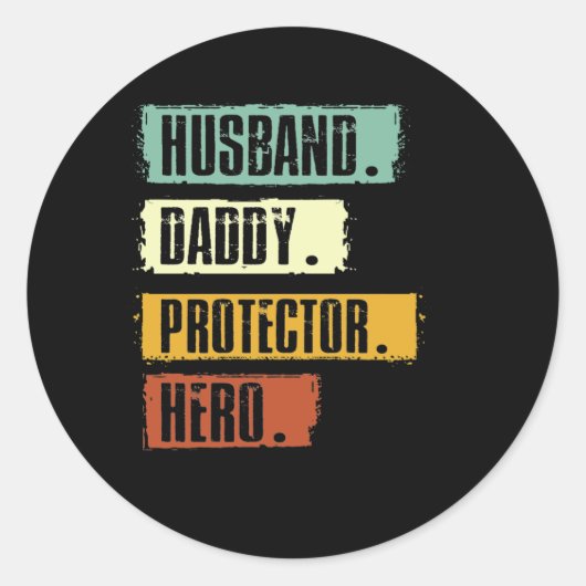 Husband Dad Protector Hero Fathers Day  Ronde Sticker (Voorkant)