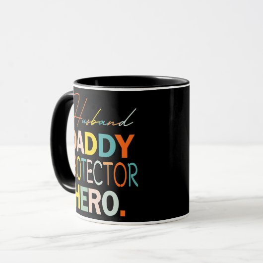 Husband Dad Protector Hero Funny Vaderdag Mok (Voorkant links)