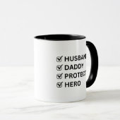 Husband Dad Protector Hero Vaderdag Gift Mok (Voorkant rechts)