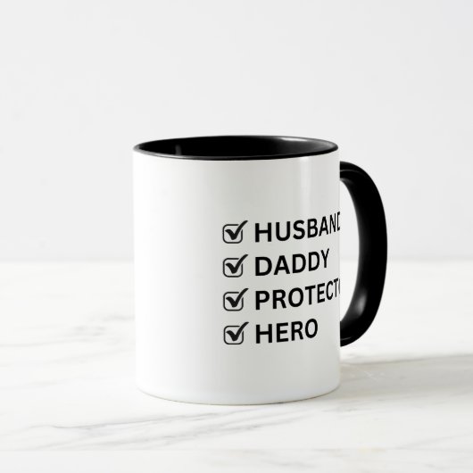 Husband Dad Protector Hero Vaderdag Gift Mok (Voorkant rechts)