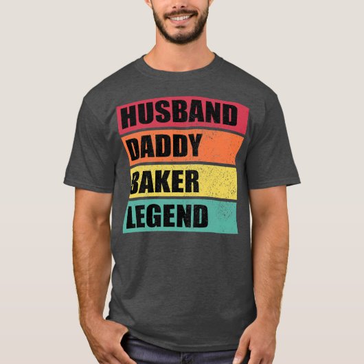 Husband Daddy Baker Legend Retro Father's Day  T-shirt (Voorkant)