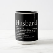 Husband Definition Fun Cool Black en White Tweekleurige Koffiemok (Center)