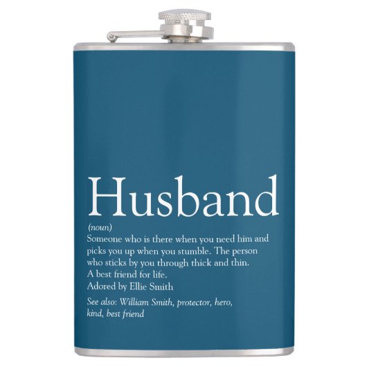 Husband Definition Gezegde Modern Cool Blue Heupfles (Voorkant)