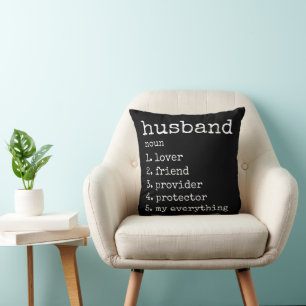 Husband Definition Jubileum Gift Pillow   Zwart Kussen