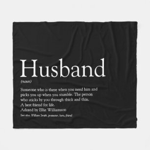 Husband Definition Modern Black en White Fun Fleece Deken
