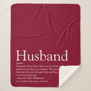 Husband Definition Quote Modern Burgundy Sherpa Deken