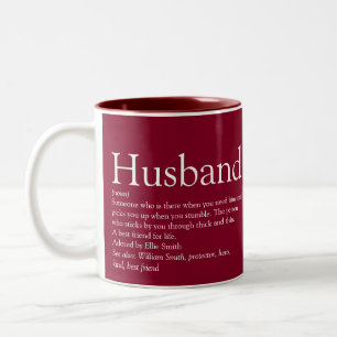 Husband Definition Quote Modern Burgundy Tweekleurige Koffiemok