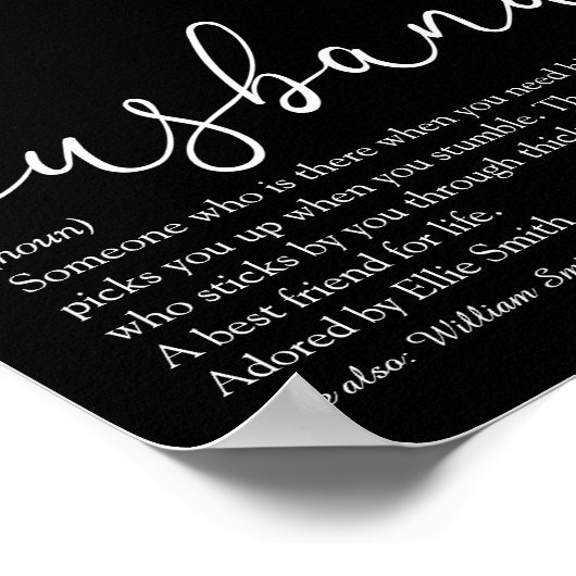 Husband Definition Script Red Love Heart Poster (Hoek)