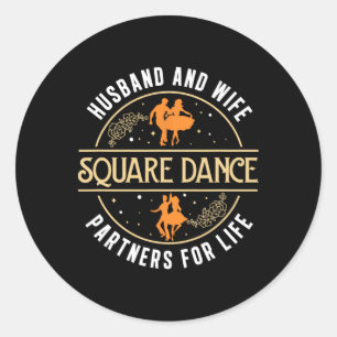 Husband en Wife Cute Square danserende partner A S Ronde Sticker