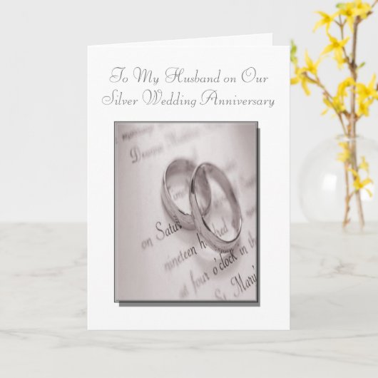 Husband en Wife Silver Wedding Jubileum Kaart (Gele Bloem)