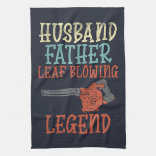 Husband Father Leaf Blower Legend Herfst Gag Theedoek