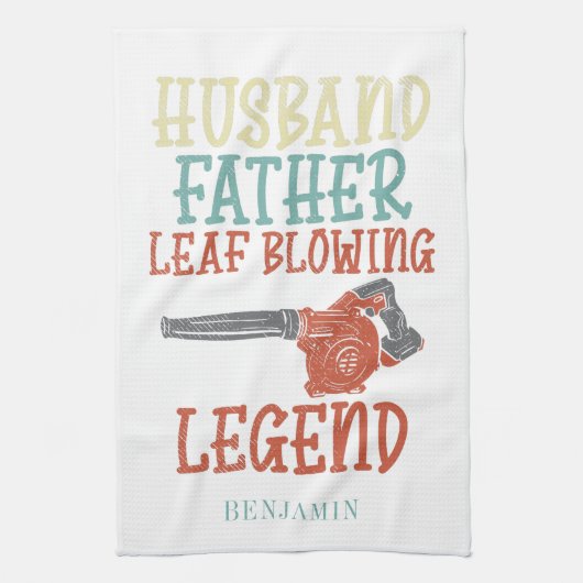 Husband Father Leaf Blower Legend Novelty Theedoek (Verticaal)