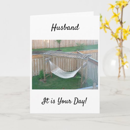 **HUSBAND** HAMMOCK WACHT U OP UW GROTE DAG KAART (Gele Bloem)