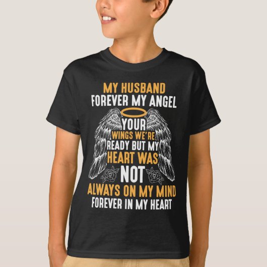 Husband Heaven Forever Angel Memory widow Hubby T-shirt (Voorkant)
