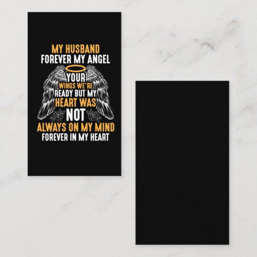 Husband Heaven Forever Angel Memory widow Hubby Visitekaartje (Voorkant / Achterkant)