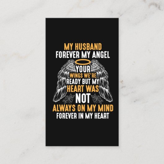 Husband Heaven Forever Angel Memory widow Hubby Visitekaartje (Voorkant)